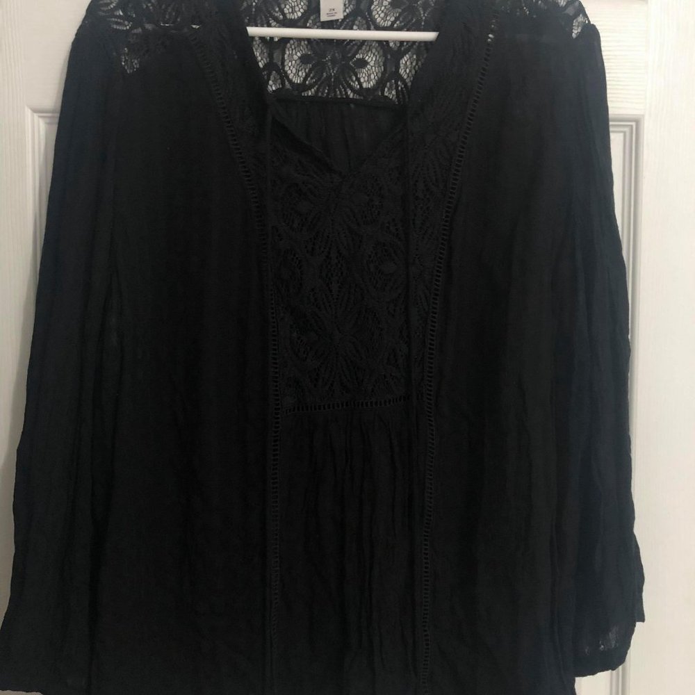 AVA & VIV Black Peasant Top - Picture 2 of 2
